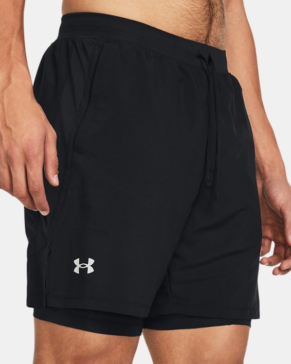 Men's UA Launch 2-in-1 7" Shorts in Black image number 3